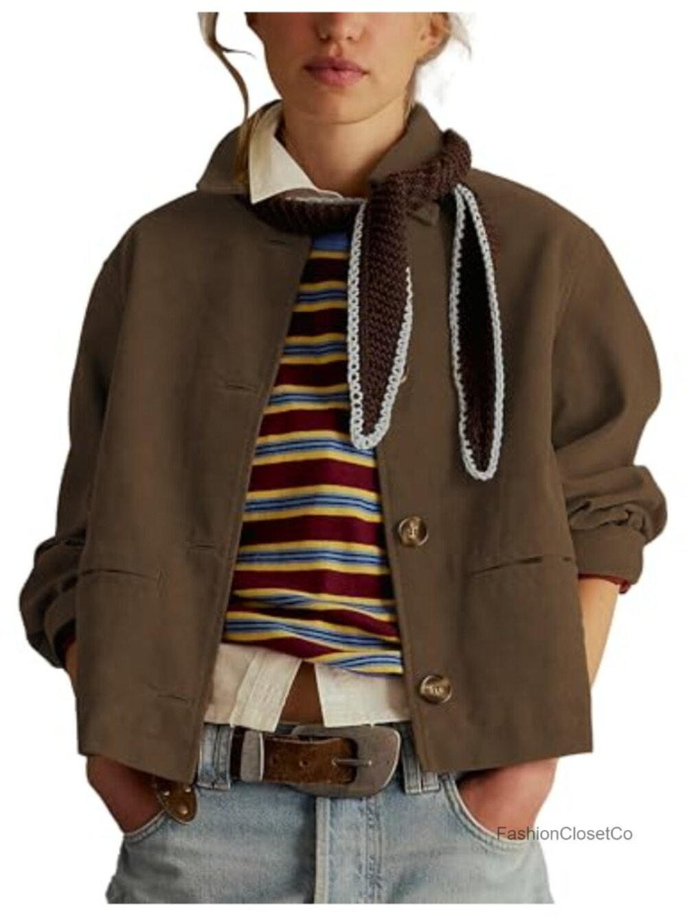 Faux Suede Cropped Jacket Button Down Casual Blazer Fall